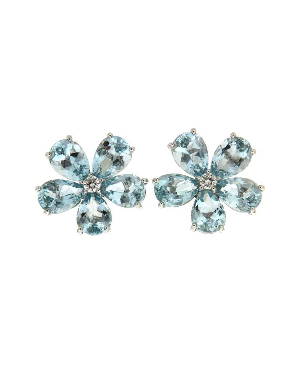 18KY PEAR SH CLUSTER AQUA EA